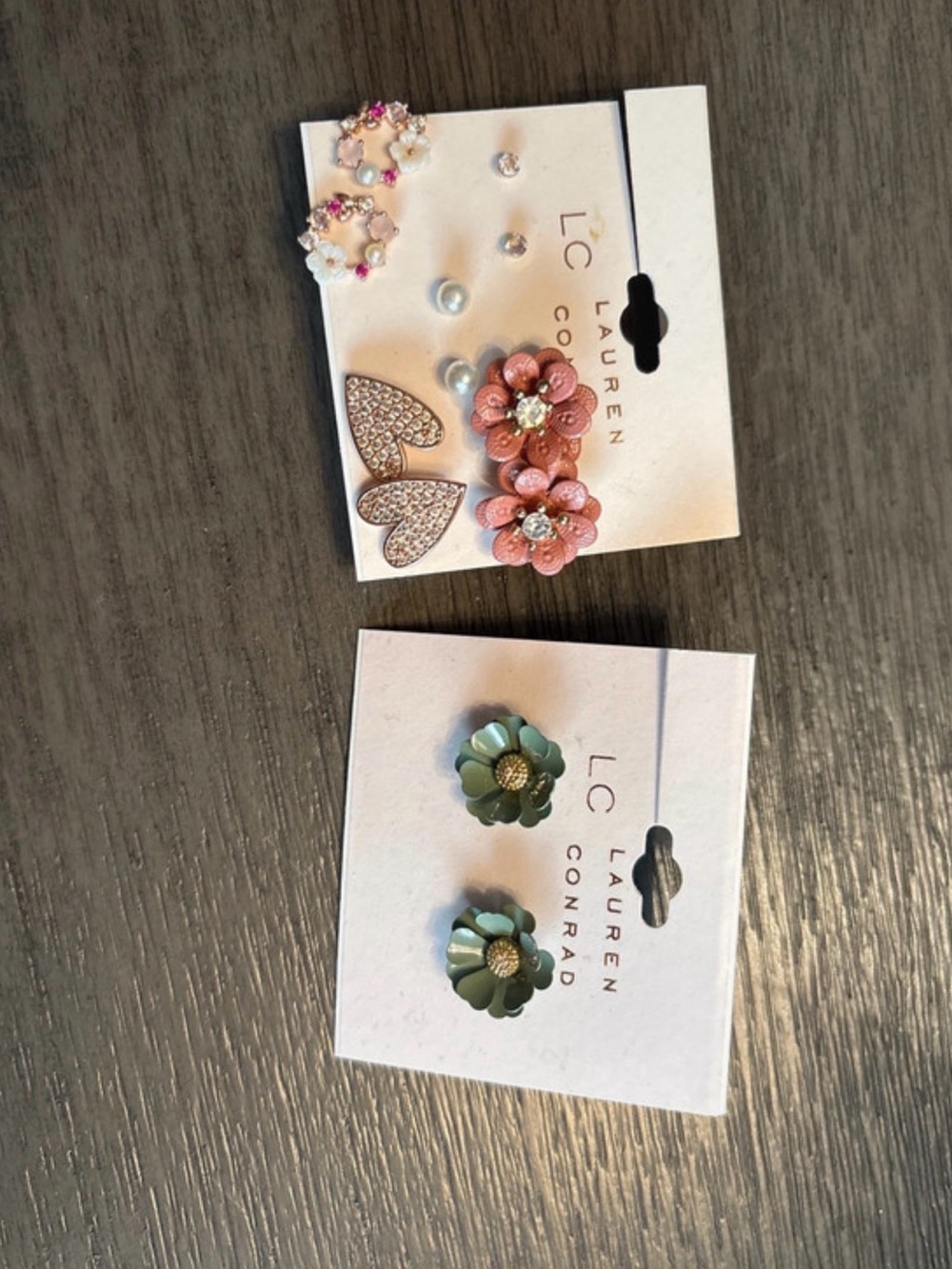 LC Lauren Conrad Floral Stud Earring Set in Pink and Mint Green